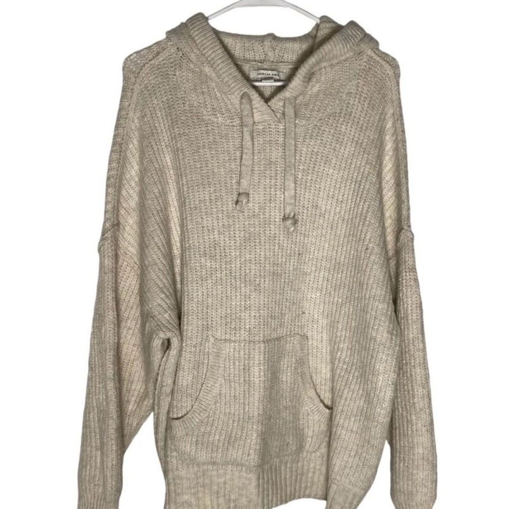 American Eagle Knit Hooded Sweater Women's Size Large in Cream New With Tags!